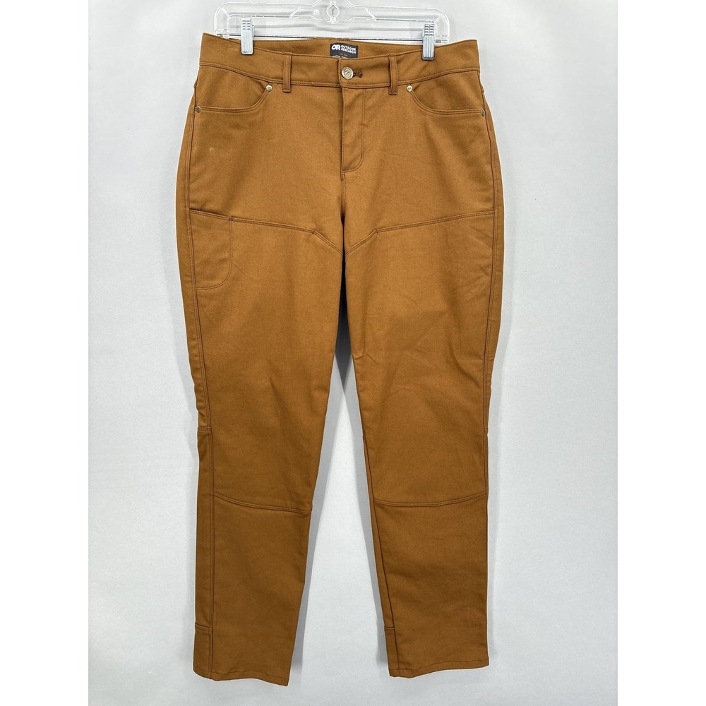 Outdoor Research Pants Womens 10 Brown Lined Work Pant Plaid Flannel Double Knee